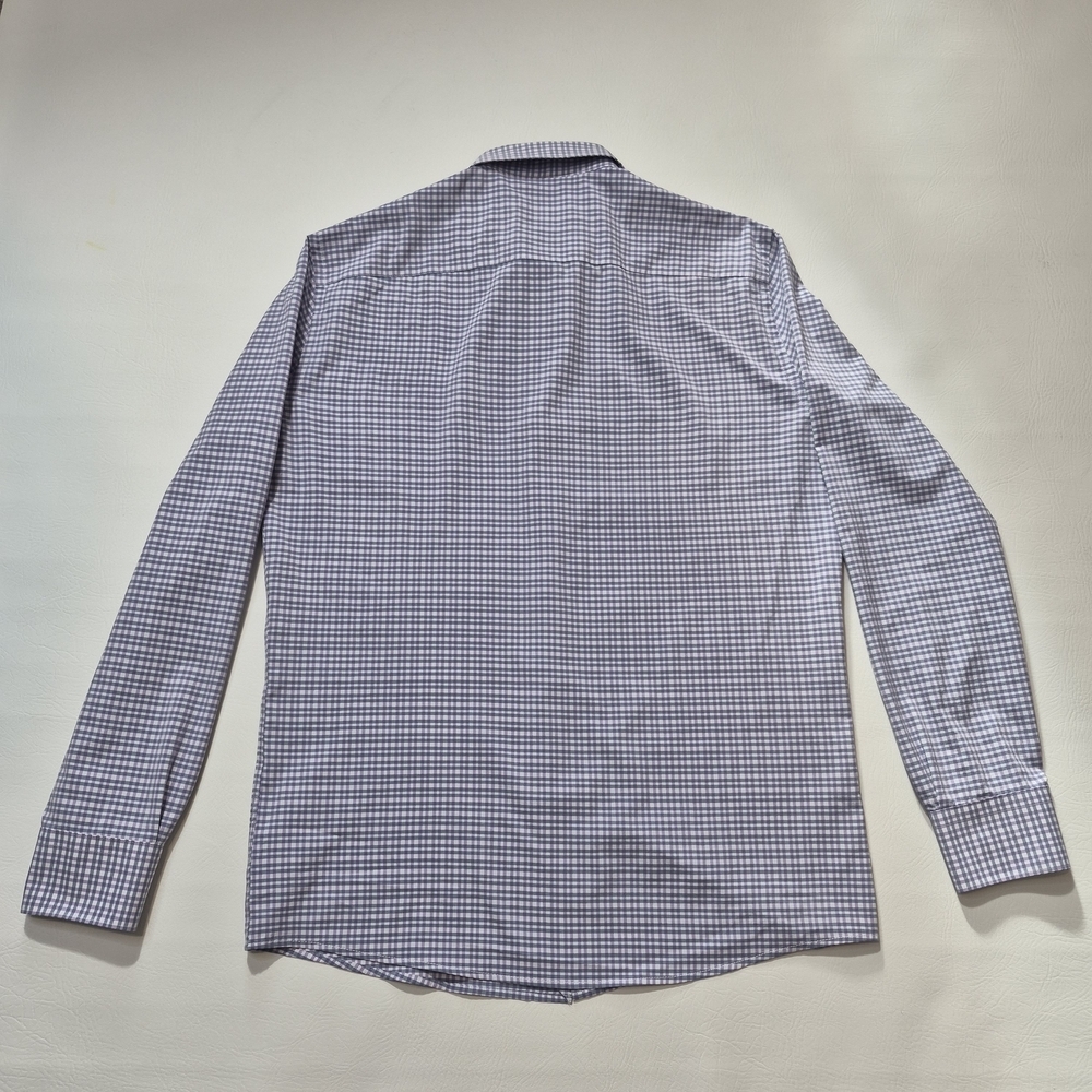 Peter Millar Shirt Purple Blue Plaid Flex Finish Long Sleeve Button Front Mens M - Picture 6 of 7
